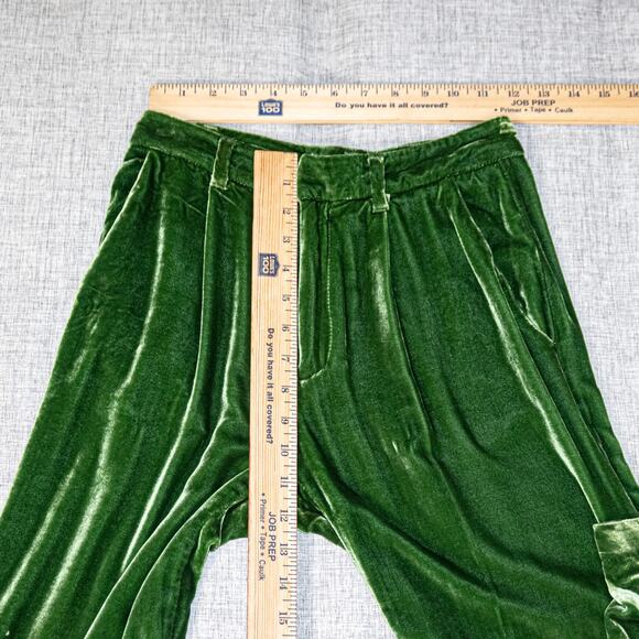 Reformation Wes Velvet Wide-Leg Pants in Green size 0 Petite - Picture 7 of 11